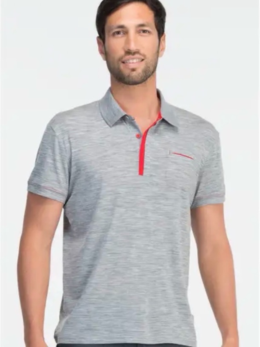 Icebreaker Quattro Short Sleeve Polo Gray/Red Trim Metro Sz Large Merino Wool - Picture 1 of 10